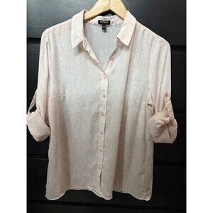 Women's Express size Large slightly sheer Floral Blouse 3/4 cuff sleeve